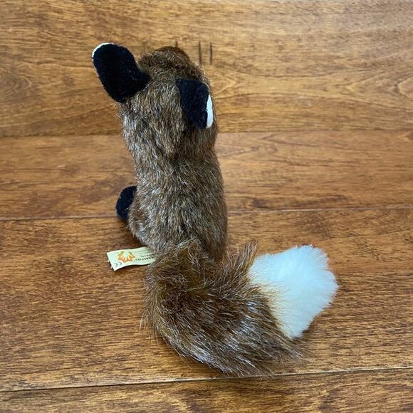 FOLKMANIS Mini Fox Finger Puppet Plush 5" Stuffed Animal Brown Black White - Picture 3 of 5